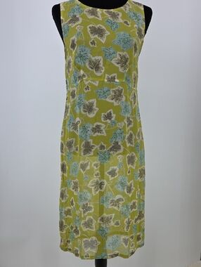 Sleeveless Sheer Olive Green Floral Print Midi Dress